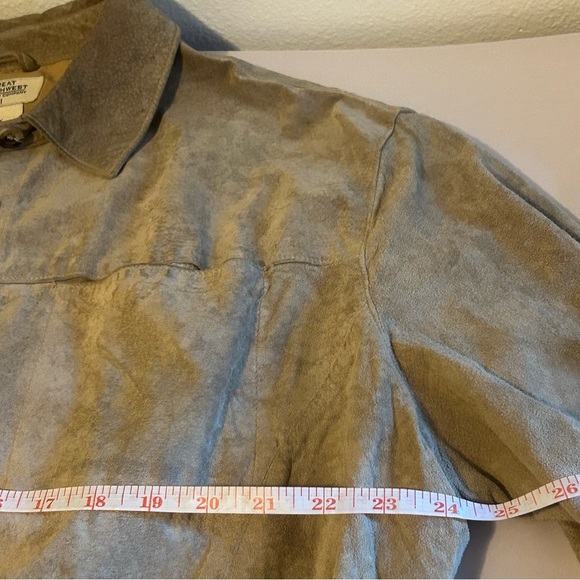 Vintage tan genuine suede shirt jacket shacket size 2X  Great Nothwest fair cond - Picture 10 of 12